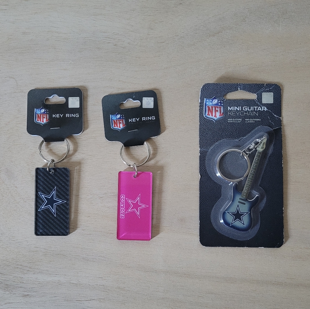 Dallas Cowboys NFL Keychains Guitar Mirror Back NWT Logo